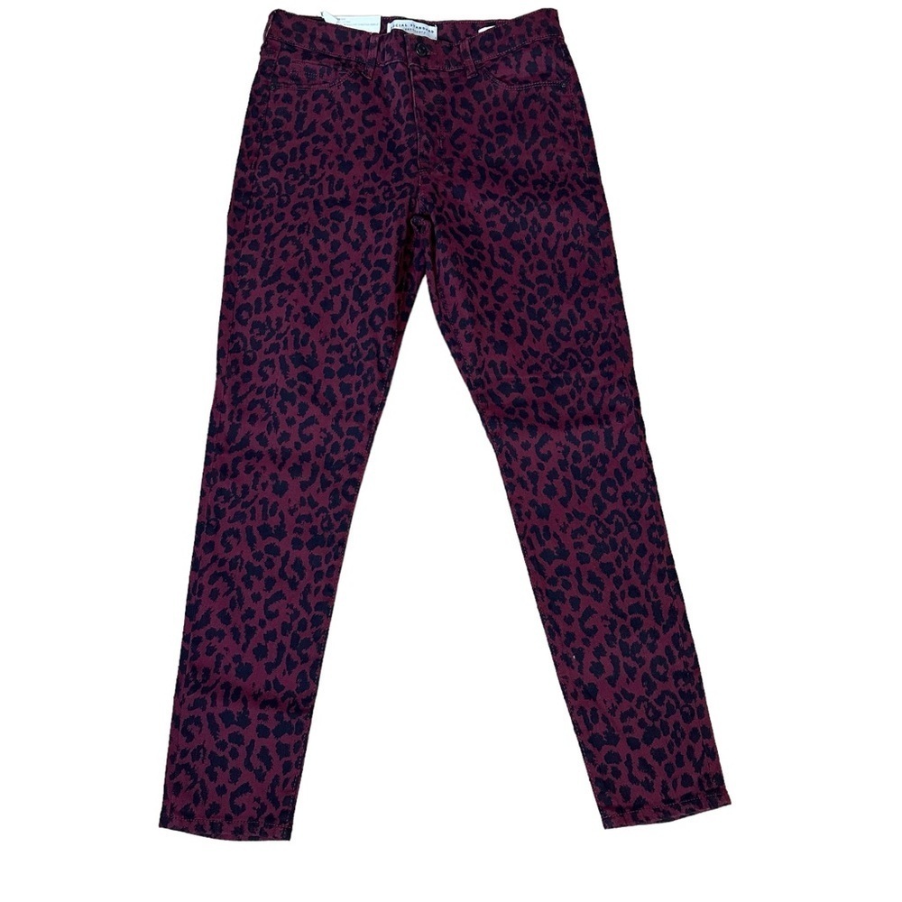 Sanctuary Anthropologie Social Standard Leopard Maroon Ankle Skinny Jeans‎ - 4